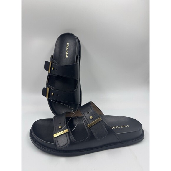 Cole Haan Women's Marisol Footbed Sandal BLACK LEATHER Size 8 Med (W31882) New - Picture 1 of 16